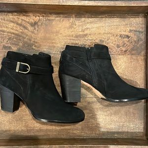 Black Suede, Cole Haan Booties, Size 9.5